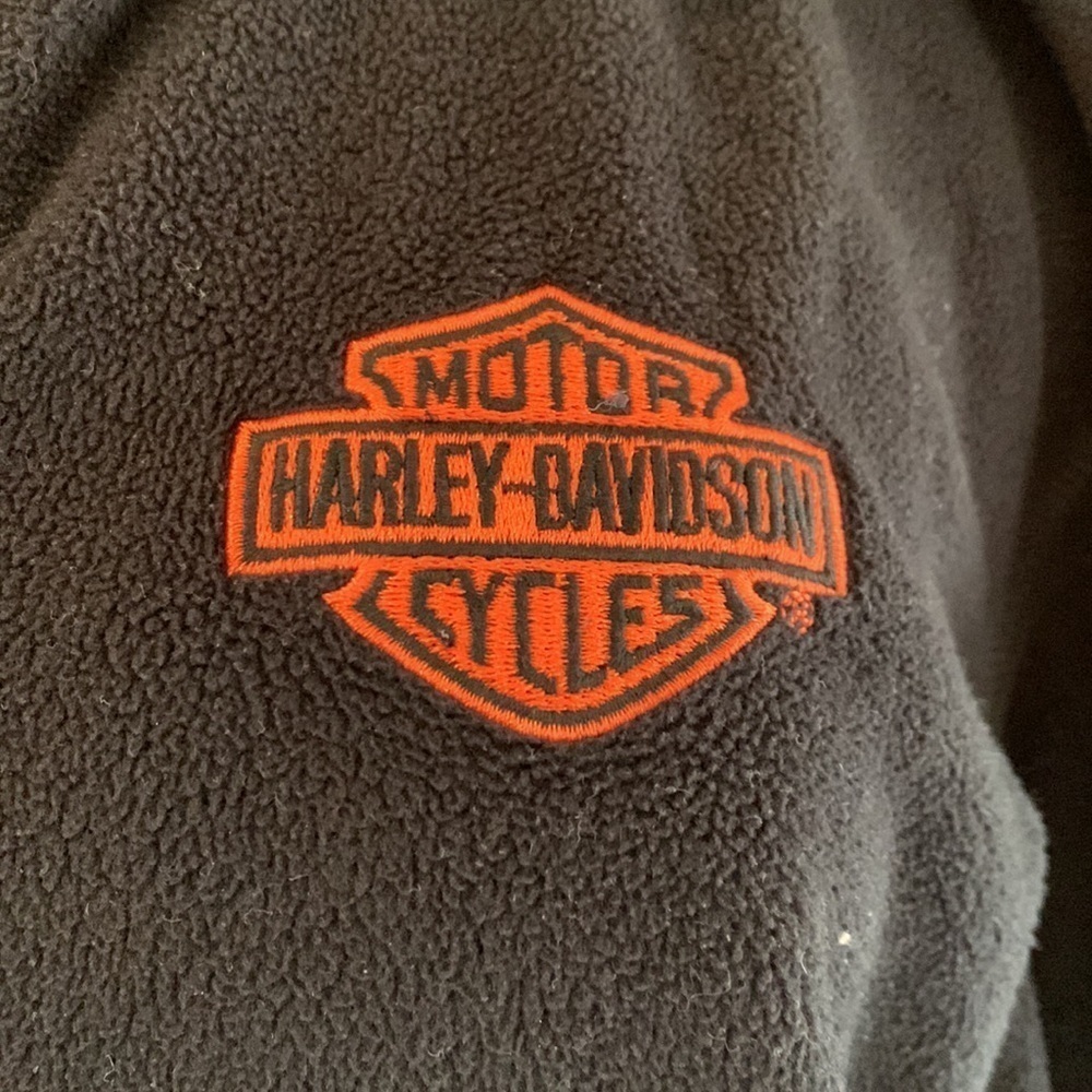 Harley Davidson sz L black 3/4 zip fleece pullover - Picture 2 of 7